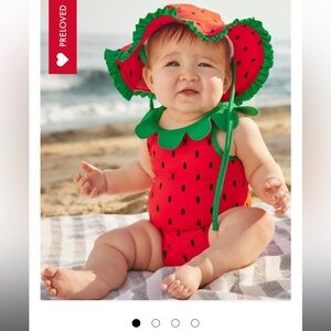 Strawberry Swimsuit with matching hat
